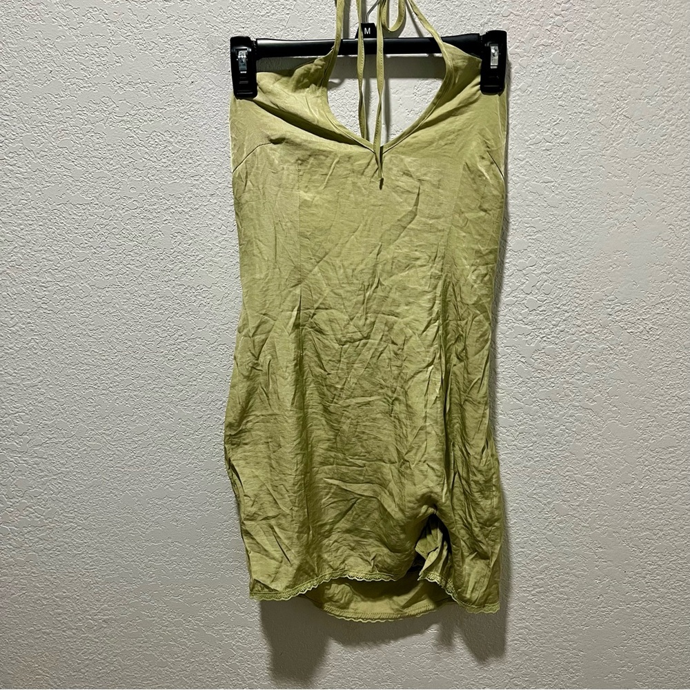 Princess Polly Sage Green Halter Neck Mini Dress